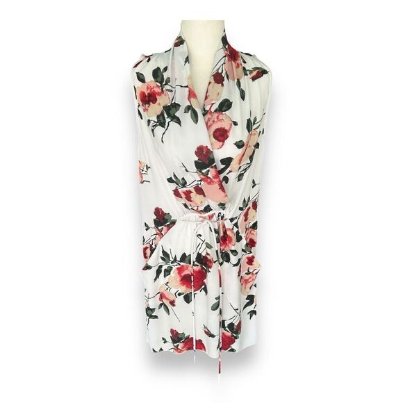 Aritzia Wilfred Sabine Dress White Red Green Floral Pockets Size Medium - Picture 2 of 11